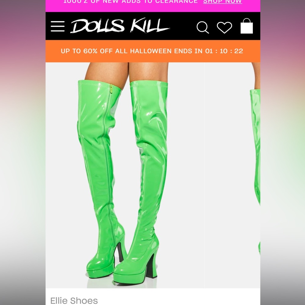 Neon Green Dolls Kill Over The Knee Thigh High Boots